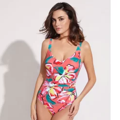 Maillot De Bain 1 Pièces Avec Mousses Drapé Fleuri Dalila