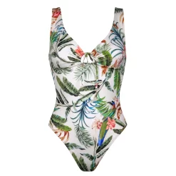 Watercult Maillot De Bain Une Pièce Avec Mousses Fleuri Fond Blanc Exotic Drive