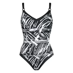 Maillot De Bain Une Pièce Avec Armatures Noir Et Blanc Ink Art