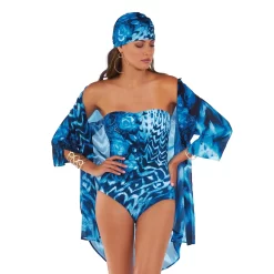 Maillot Une Piece Bustier Imprimé Bleu Anela