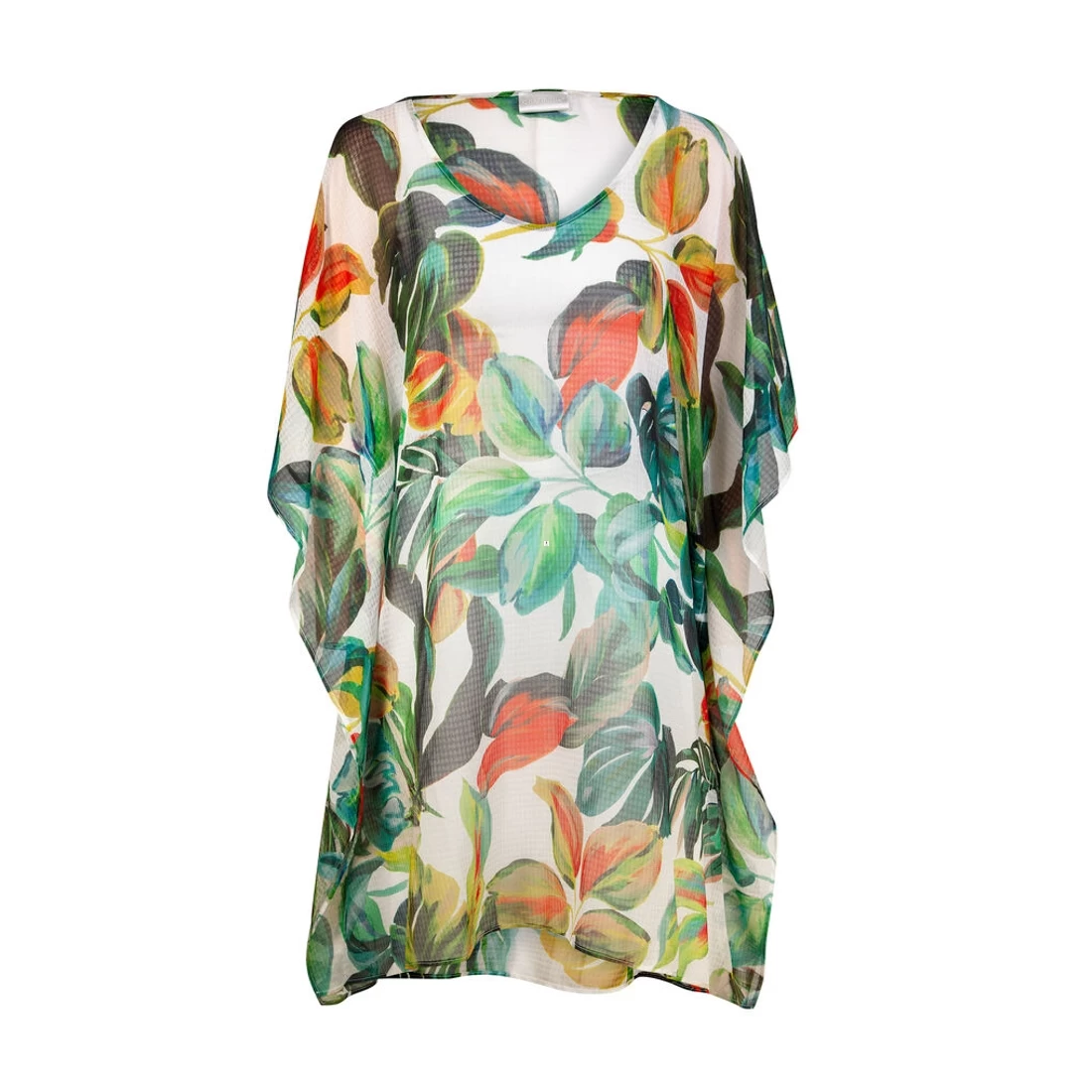 Caftan Court De Plage Imprimé Feuillage Nature Feelings 2 Caftan Court De Plage Imprimé Feuillage Nature Feelings – Image 2