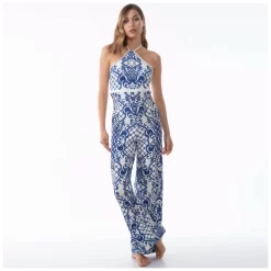 Combipantalon Haut De Gamme Imprimé Bleu Louxor