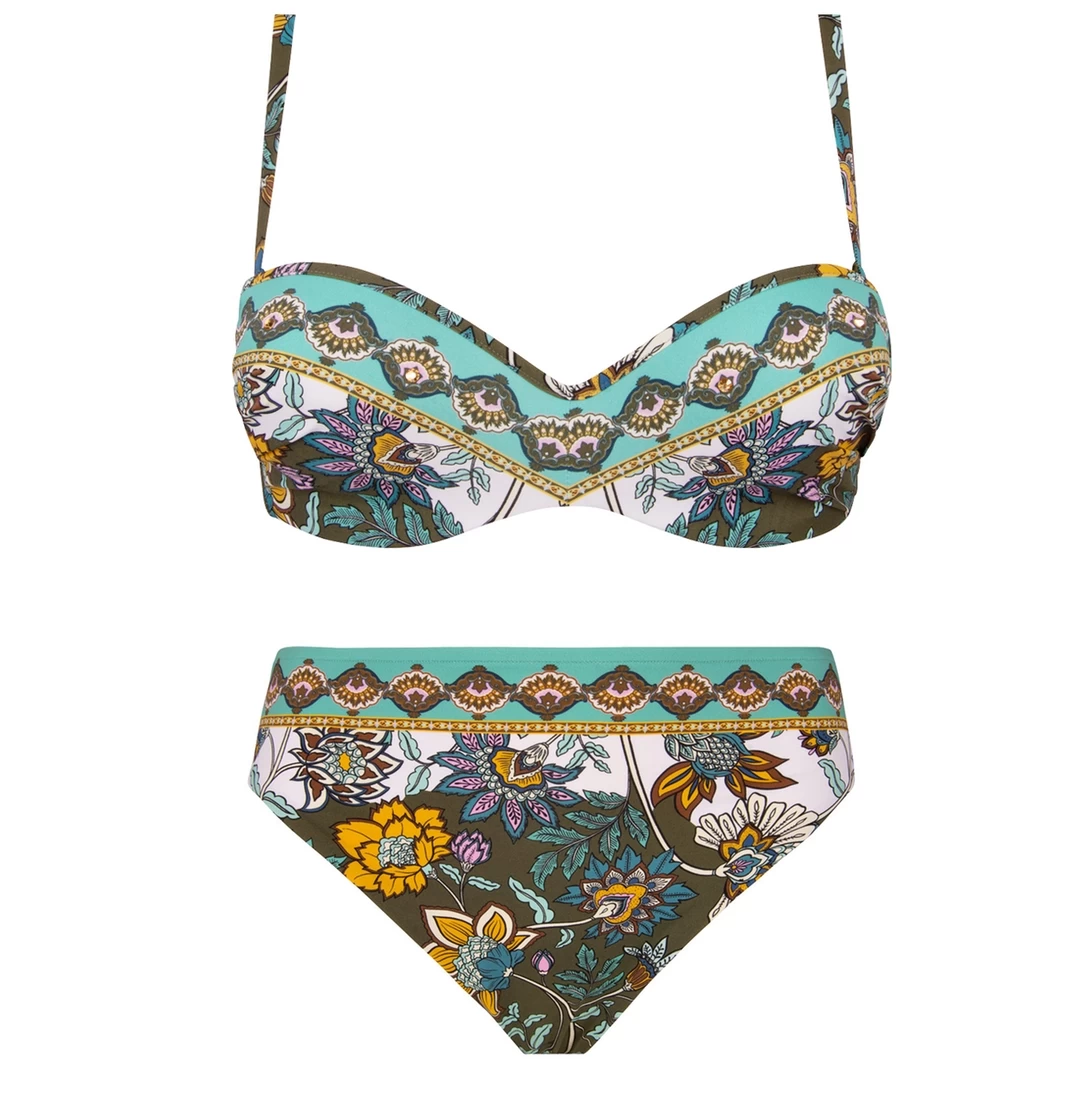 Maillot Bandeau 2 Pièces Imprimé Kaki Fleur Persane 1 Maillot Bandeau 2 Pièces Imprimé Kaki Fleur Persane