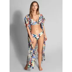 Empreinte Kimono Fluide Et élégant Imprimé Géographique Prisme