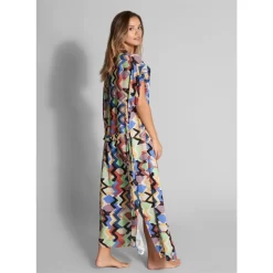 Empreinte Kimono Fluide Et élégant Imprimé Géographique Prisme -Swim Chic Soldes kimono ods