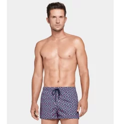 Short De Bain Court Pour Hommes Imprimé Marine Et Rose